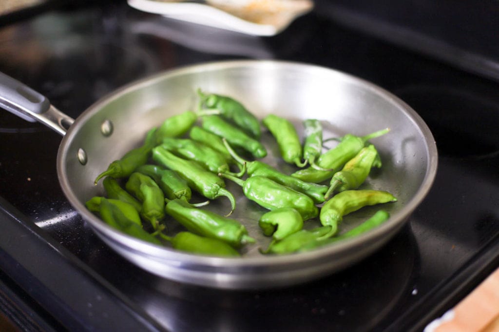 Blistered Shishito Peppers with Dashi Soy Sauce