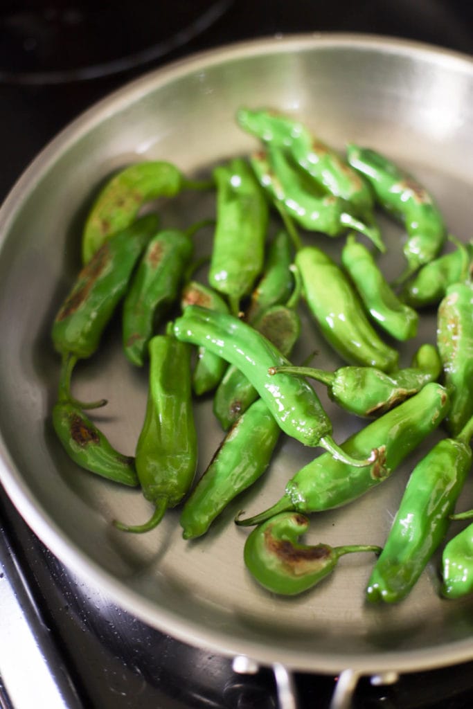 Blistered Shishito Peppers with Dashi Soy Sauce