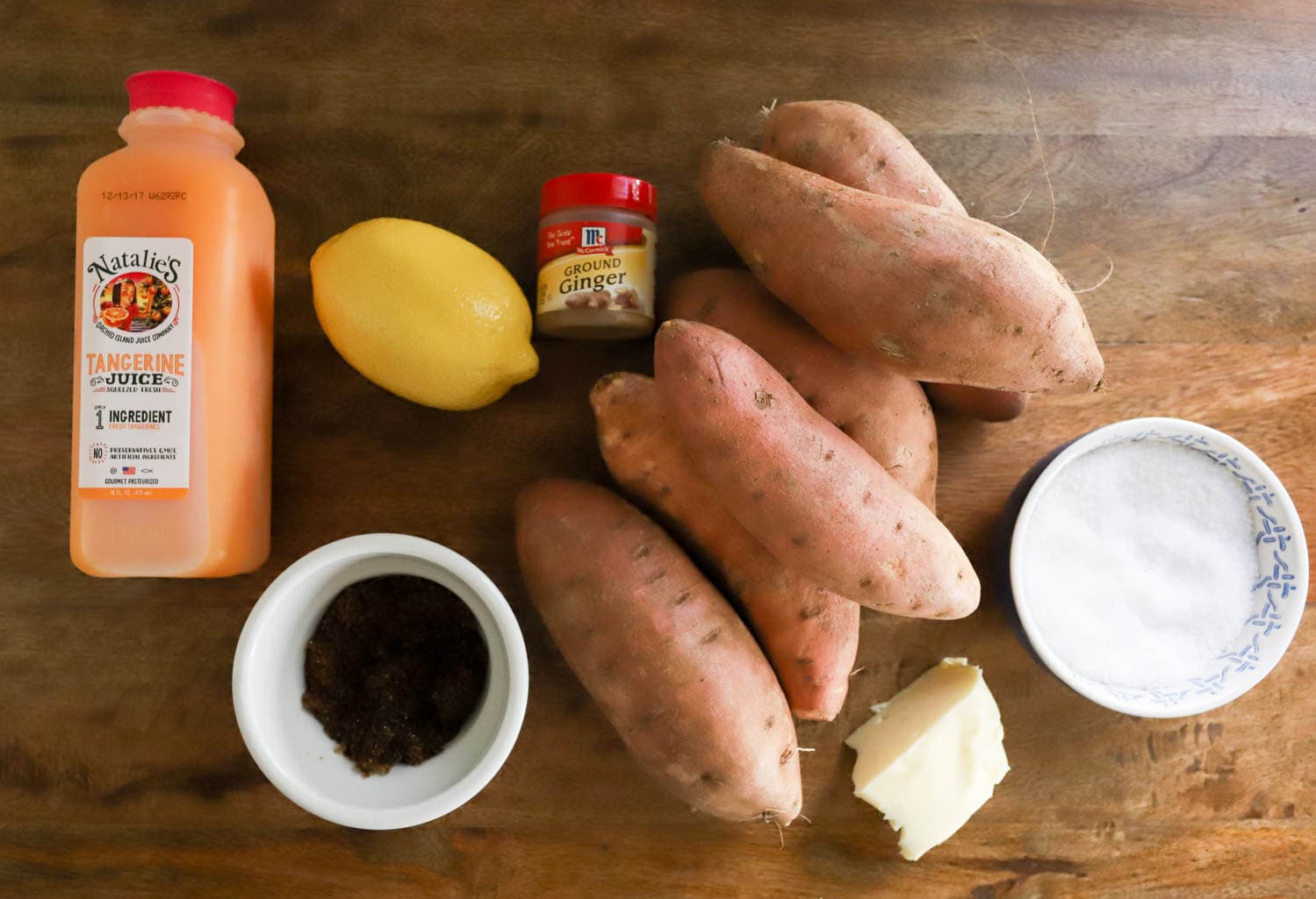 ingredients for microwaved sweet potatoes casserole.
