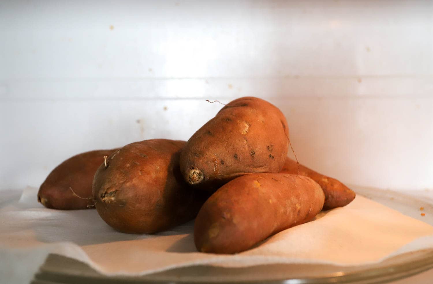 sweet potatoes in the microwave.