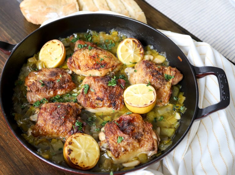 One-Skillet Chicken and Leeks - My Therapist Cooks