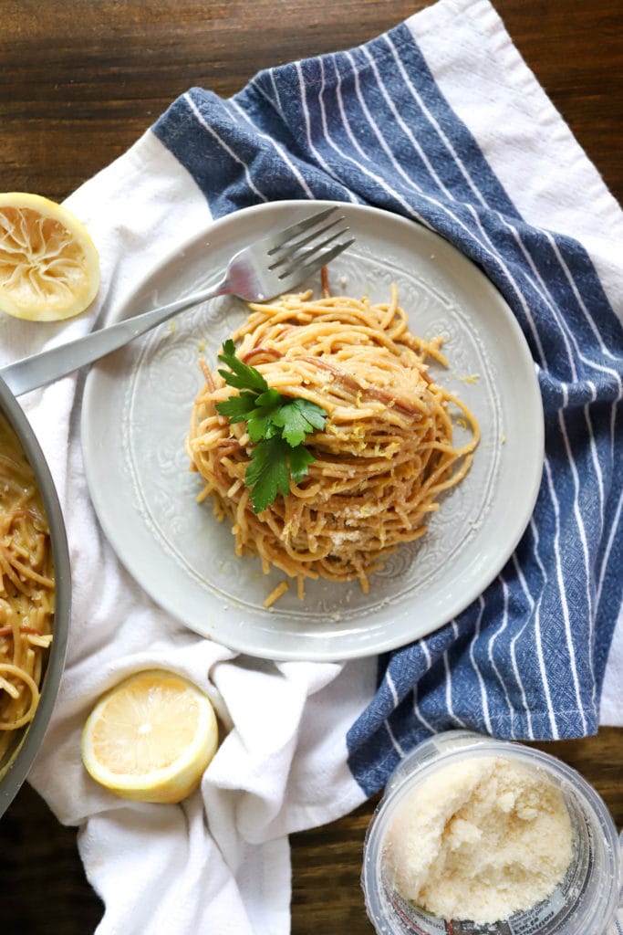 plate of lemon pepper pasta