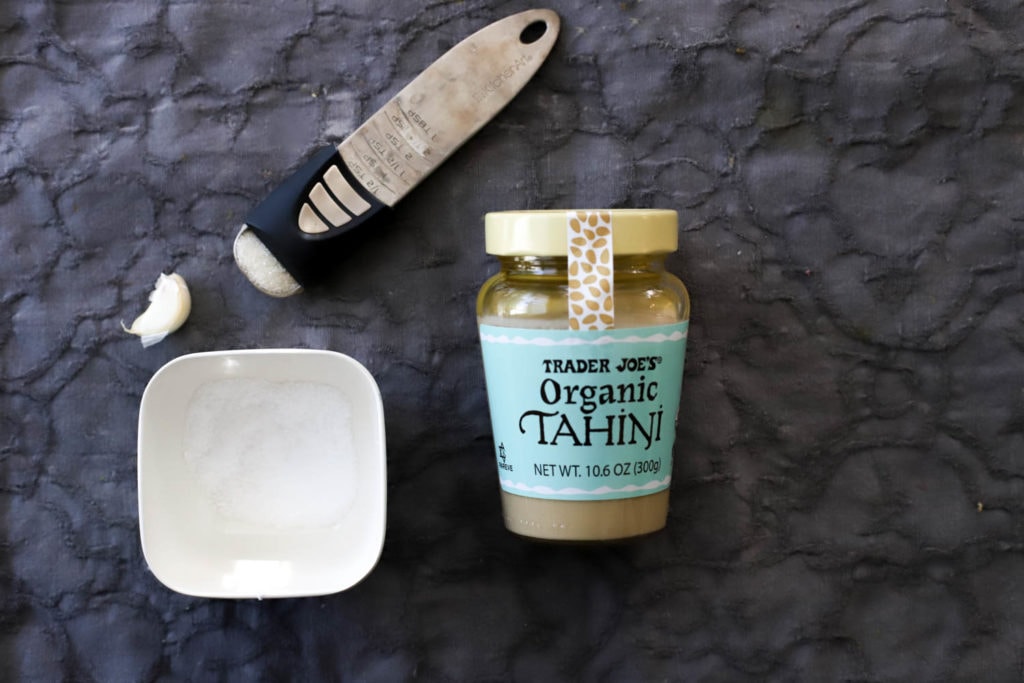 ingredients for tahini garlic sauce