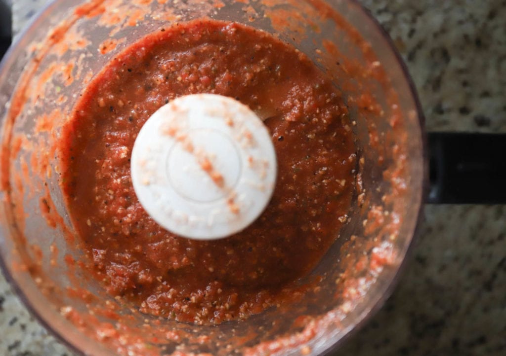 homemade salsa in food processor