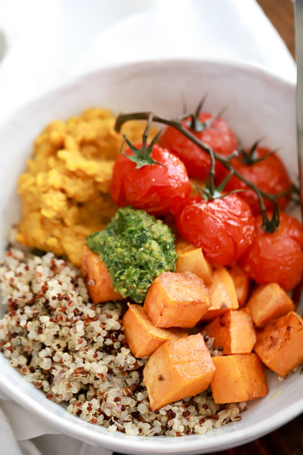 Lentil Quinoa Bowl with Walnut Pesto | My Therapist Cooks