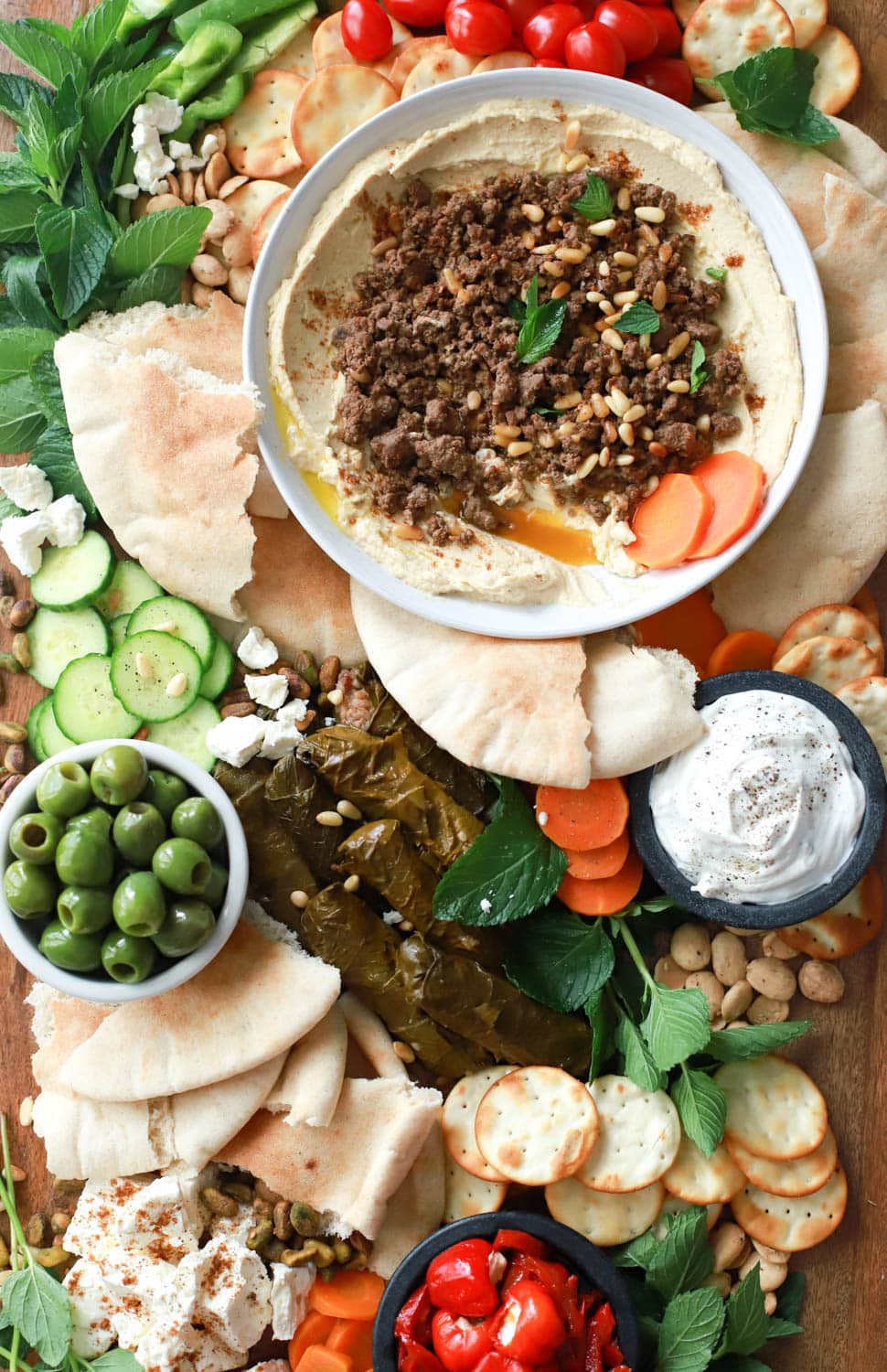 giant mediterranean hummus board