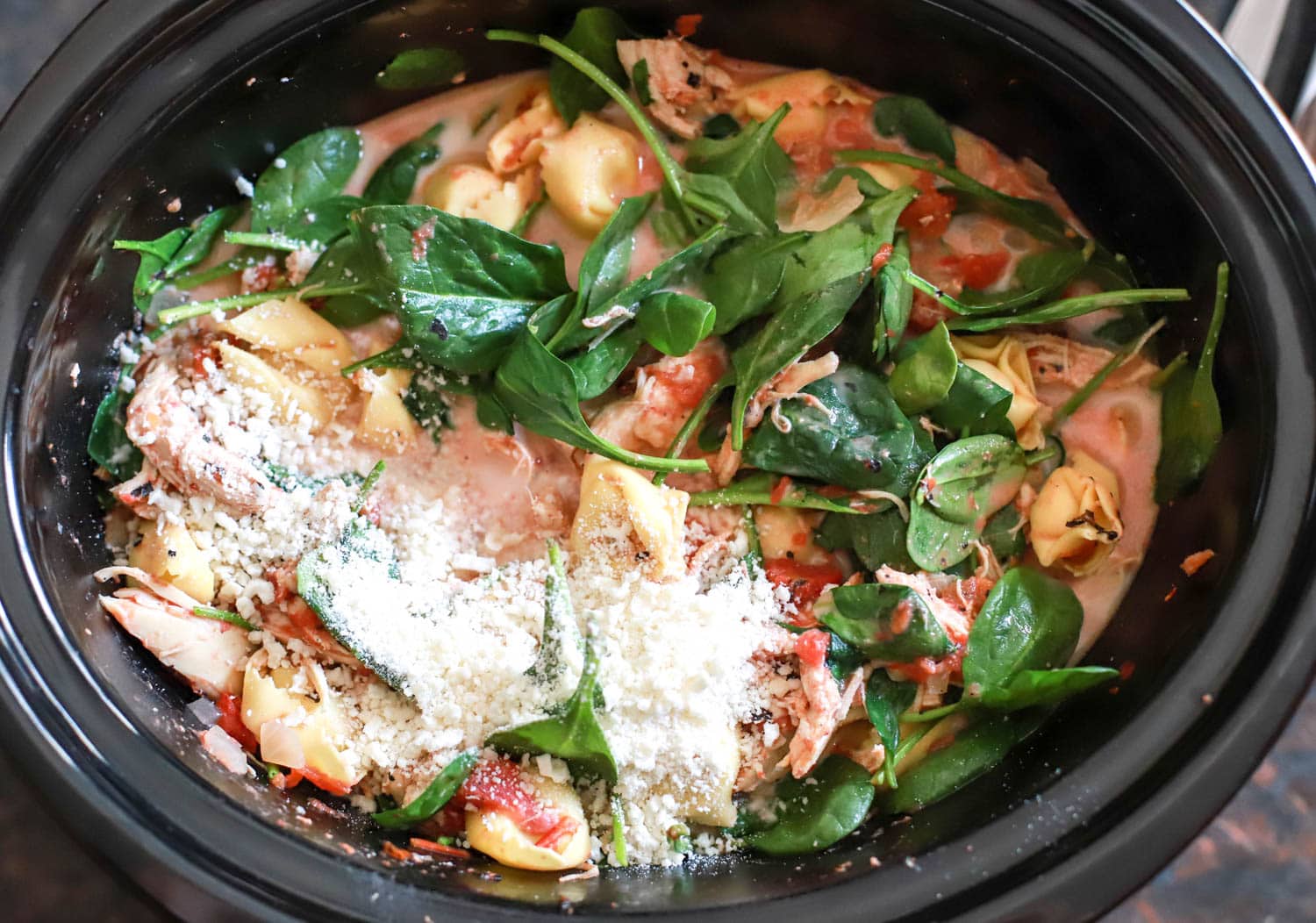 tortellini and spinach in slow cooker