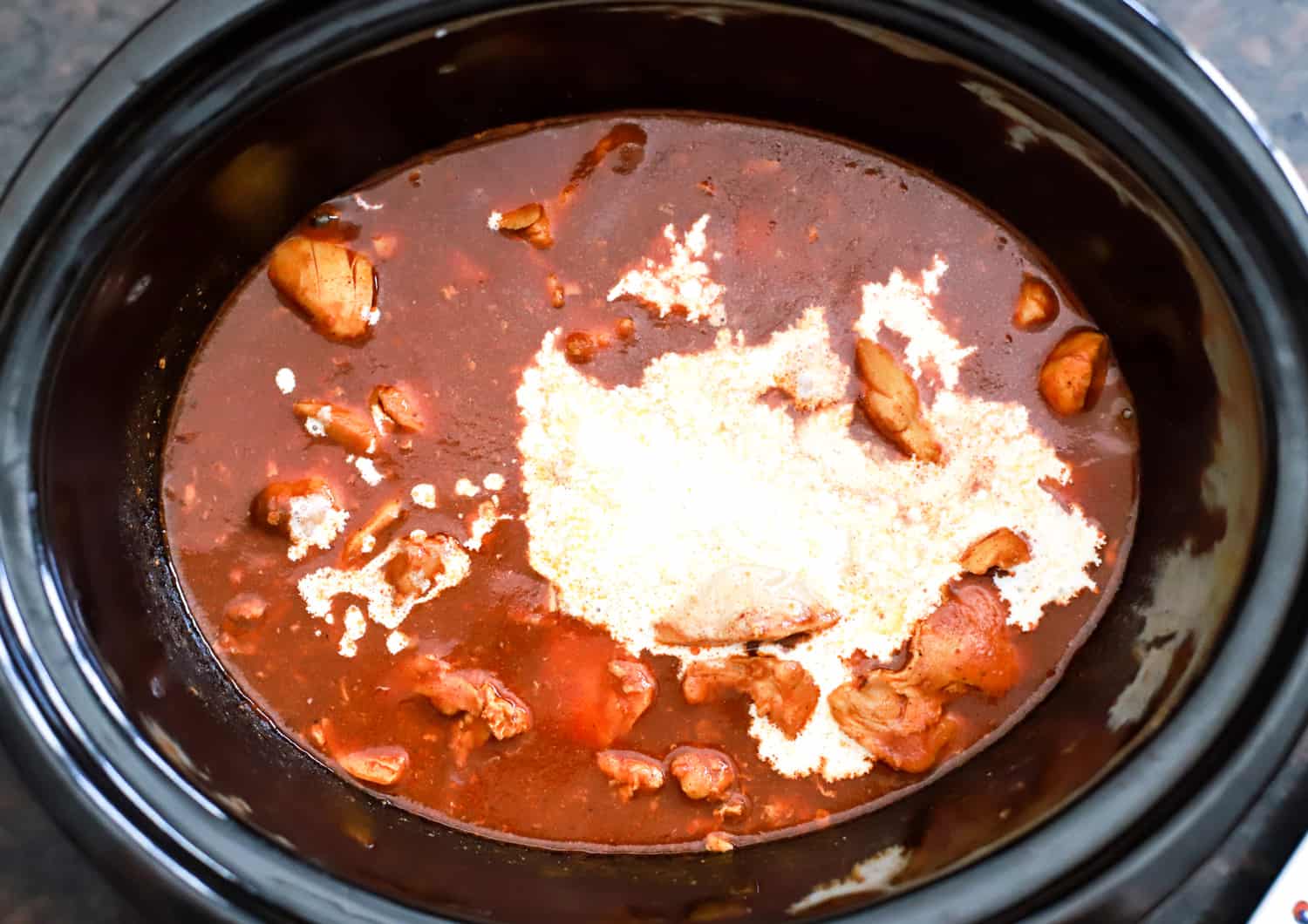 adding cream to slow cooker curry