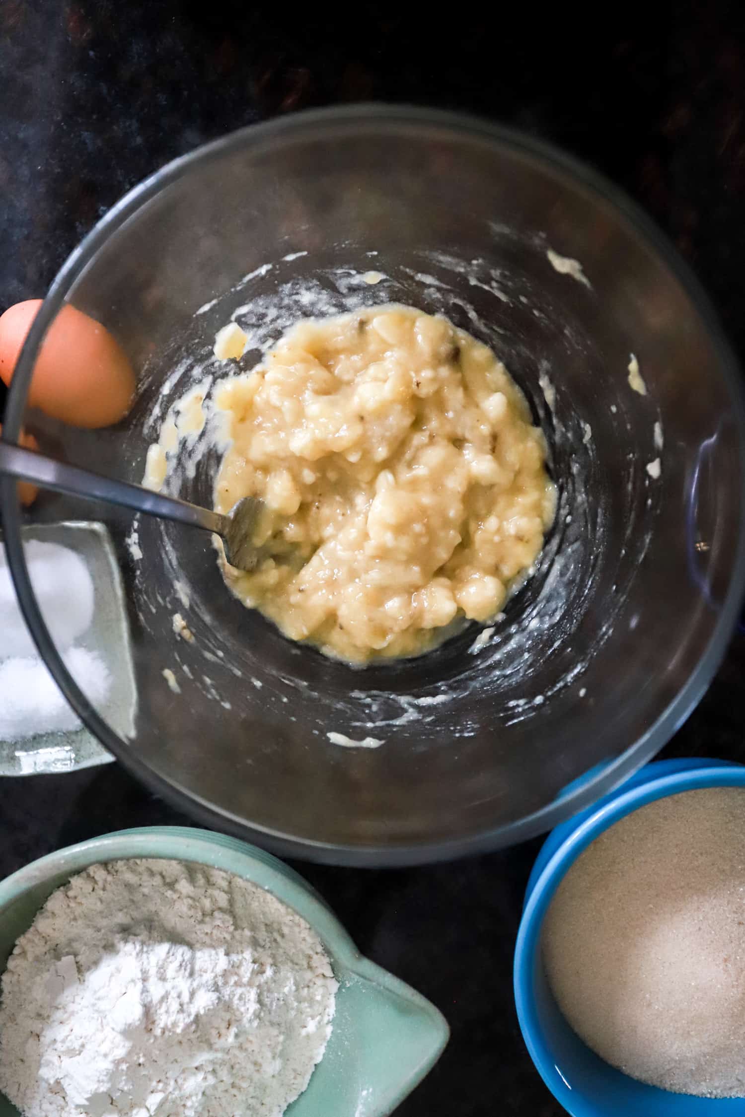 mashed bananas for banana bread