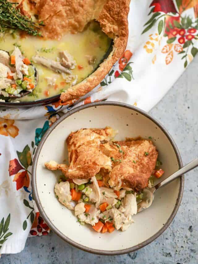 Leftover Turkey Pot Pie with Puff Pastry Crust