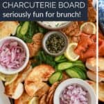 Smoked salmon charcuterie board with labeled heading.